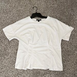 Banana Republic Factory White Short-Sleeve Crew Tee with Front Seams